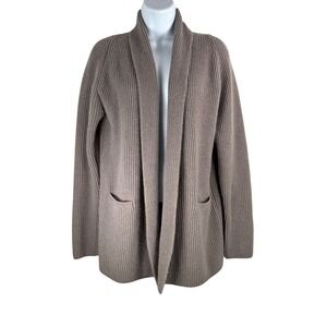 Rani Arabella Cashmere Shawl Collar Ribbed Cardigan Sweater Italy Size S